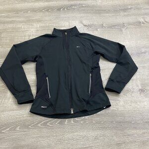 Nike Dri-Fit Full Zip Up Jacket Womens Medium Black Tennis Athletic Yoga Running